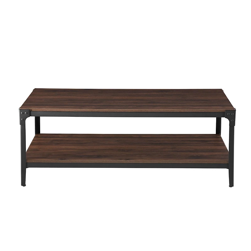 Walker Edison 48" Dark Walnut Angle Iron Coffee Table
