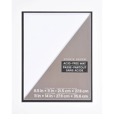 11" x 14" White & Black Double Mat by Studio Décor®, 8.5" x 11" Opening Size