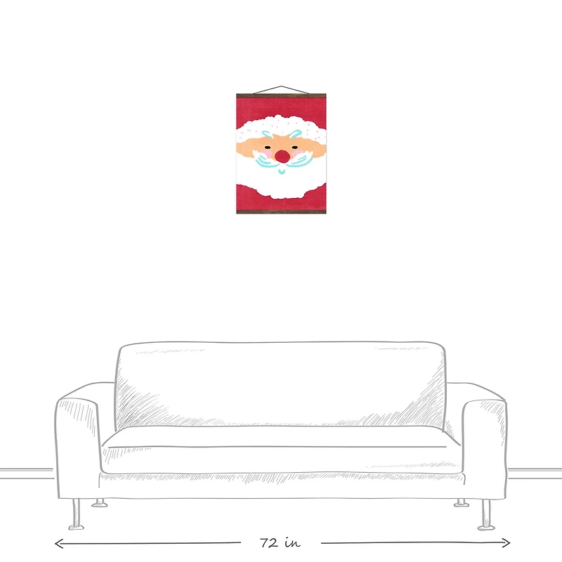 Santa Face 16x20 Teak Hanging Canvas