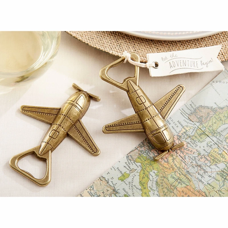 Kate Aspen® "Let the Adventure Begin" Airplane Bottle Opener, 4ct.