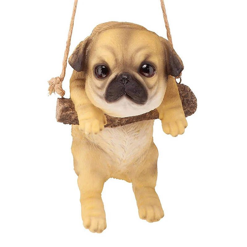 Design Toscano 8" Pug Puppy on a Perch Hanging Dog Sculpture