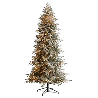 8.5ft. Pre-Lit Flocked Manchester Spruce Artificial Christmas Tree, Warm White Lights