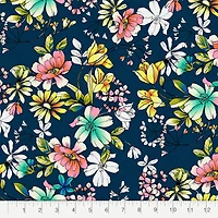 Fabric Editions Navy Belle Garden Cotton Fabric