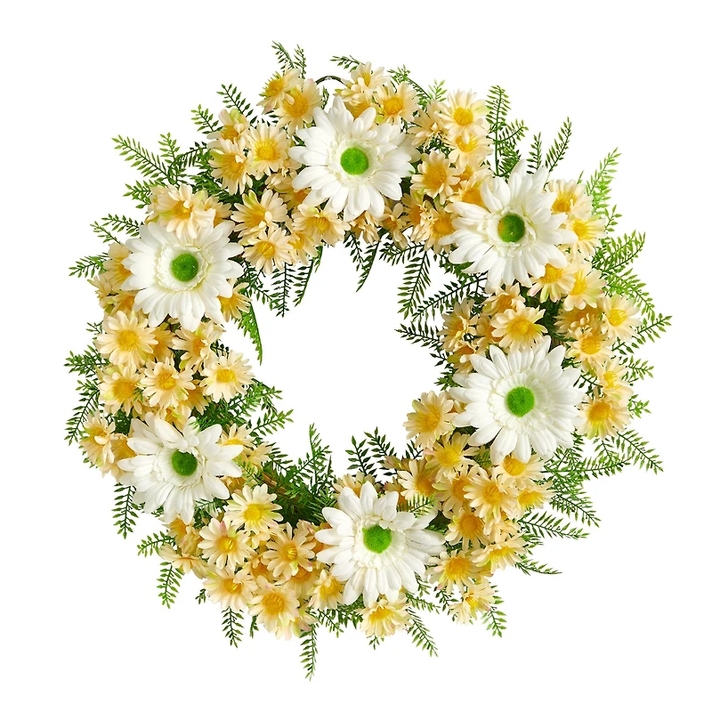 21" Mixed Daisy Wreath