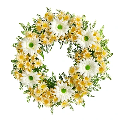 21" Mixed Daisy Wreath