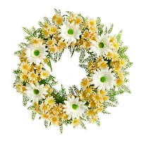21" Mixed Daisy Wreath