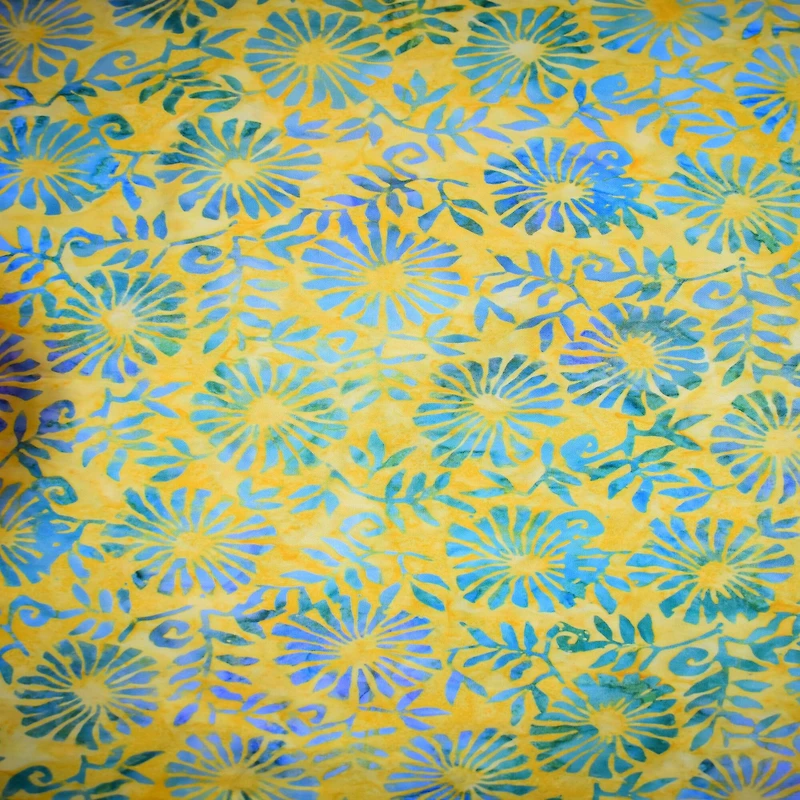 Feldman Premium Indonesia Batik Blue & Green Daisy Fabric