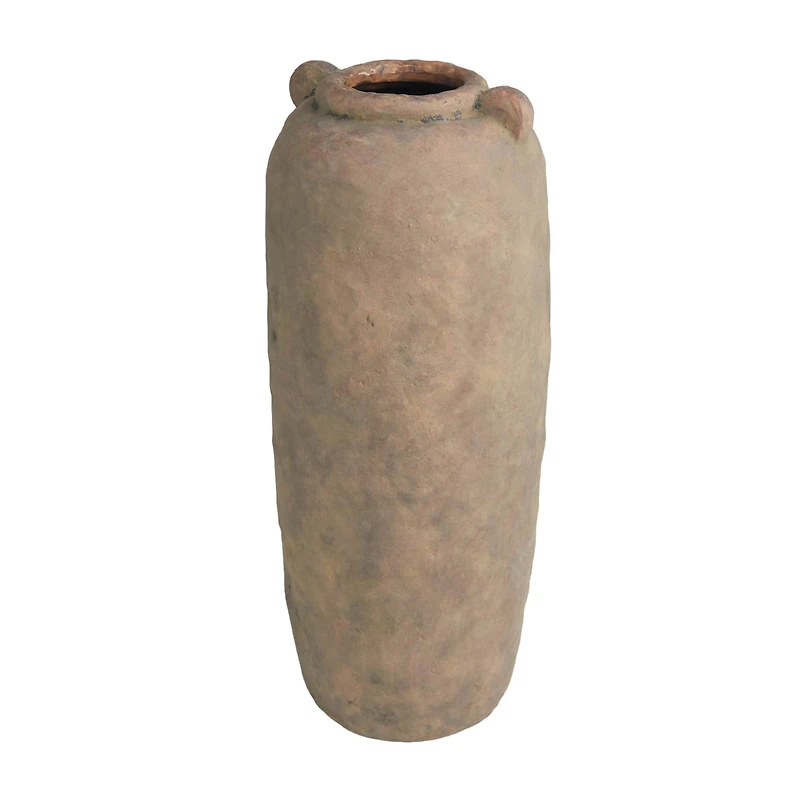 21" Brown Ceramic Distressed Terra Cotta Vase