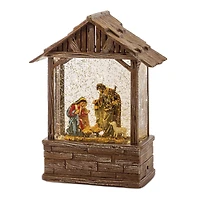 8.25" LED Snow Globe Nativity Barn