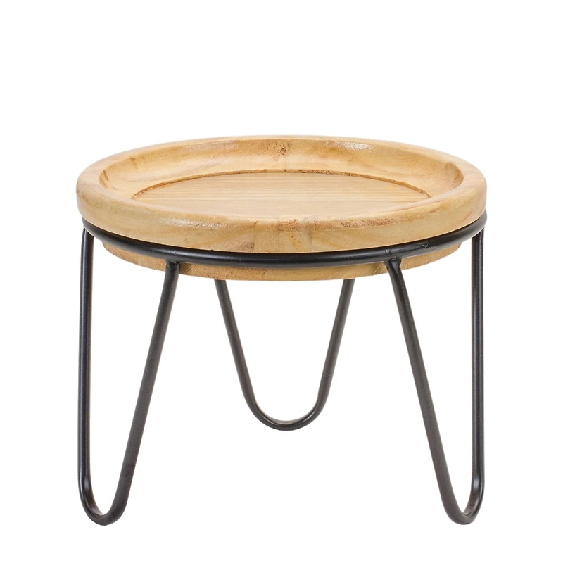 8" Natural Wood Pedestal Tray Set