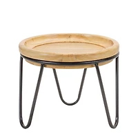 8" Natural Wood Pedestal Tray Set