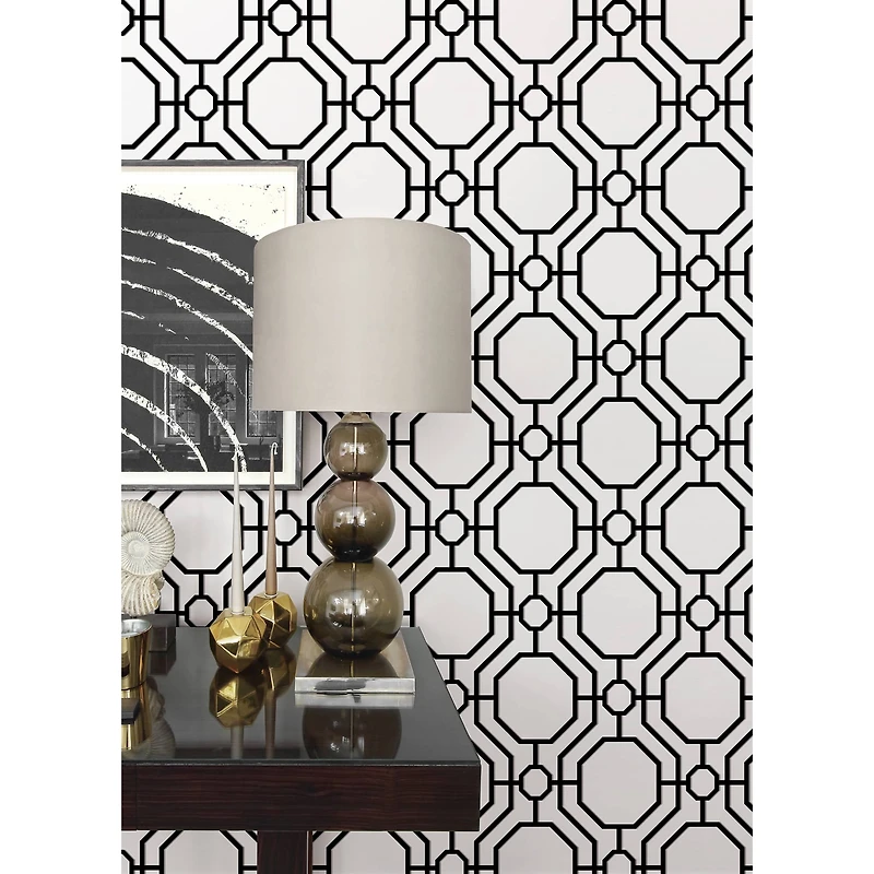 InHome Crawford Black & White Peel & Stick Wallpaper