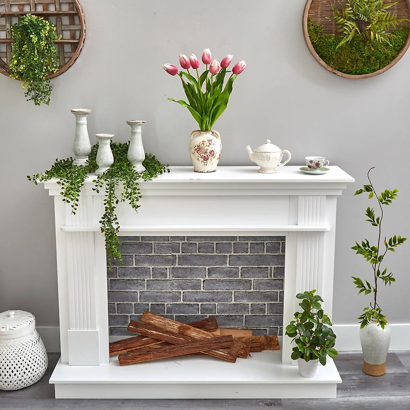 22" Pink Dutch Tulip Arrangement in Flower Print Jar