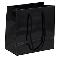 JAM Paper Small Black Glossy Square Gift Bags, 100ct.