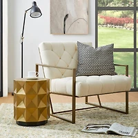 Glitzhome® 17" Antique Gold Geometric Side Table
