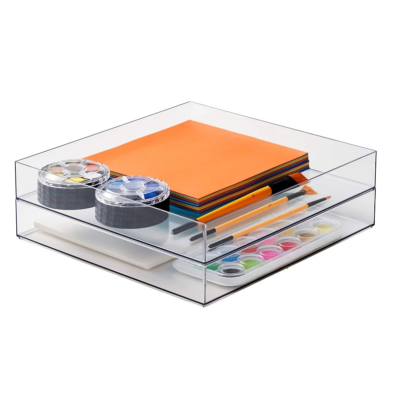 8 Pack: 12" x 12" Clear Stackable Storage Tray by Simply Tidy™