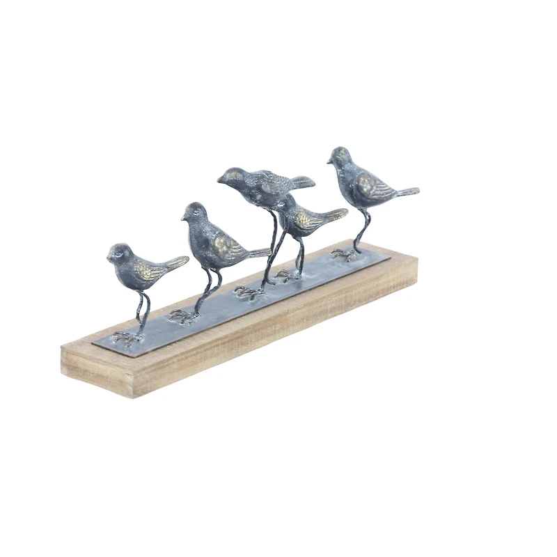 18" Gray Metal Farmhouse Birds Sculpture
