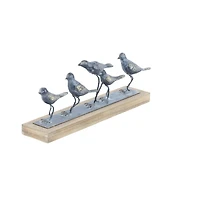 18" Gray Metal Farmhouse Birds Sculpture