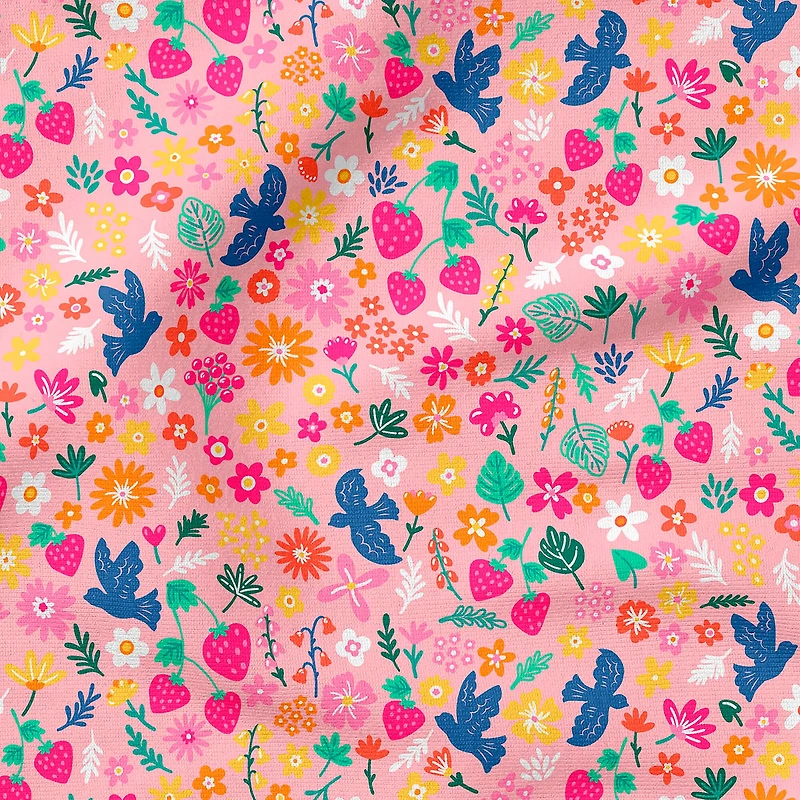 Fabric Editions Pink Spring Garden Cotton Fabric