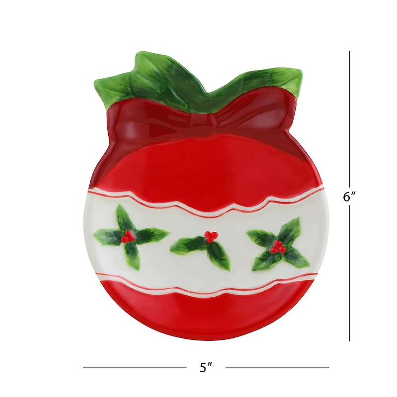 6" Ornament & Tree Ceramic Trinket Tray Set