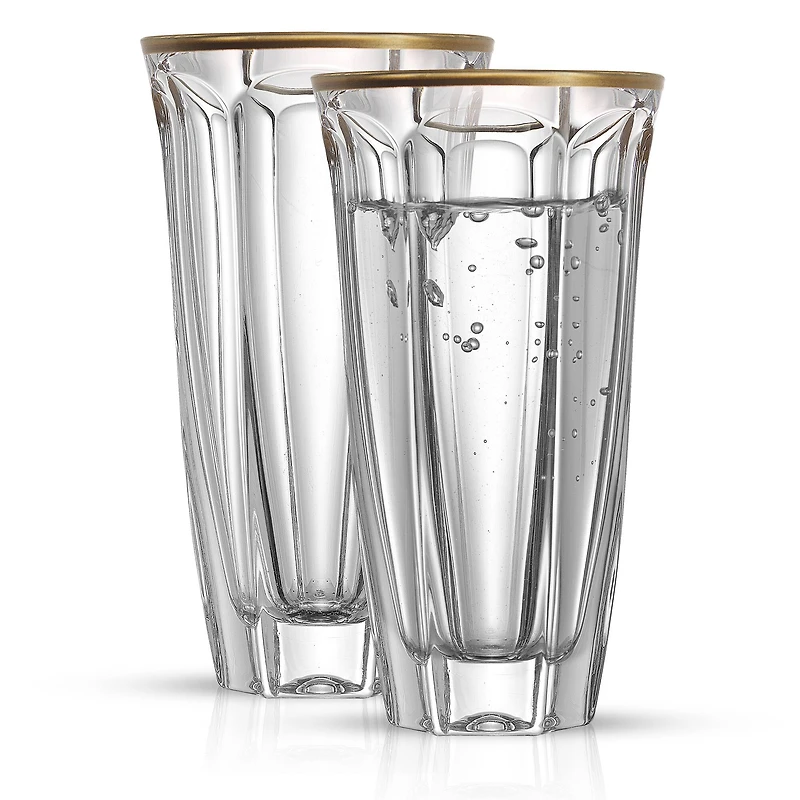 JoyJolt® 8.7oz. Gold Rimmed Windsor Crystal Highball Glasses, 2ct.