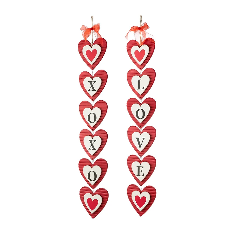 Glitzhome® 30" Set of 2 Valentine's Wooden Heart Door Hanger