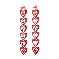 Glitzhome® 30" Set of 2 Valentine's Wooden Heart Door Hanger