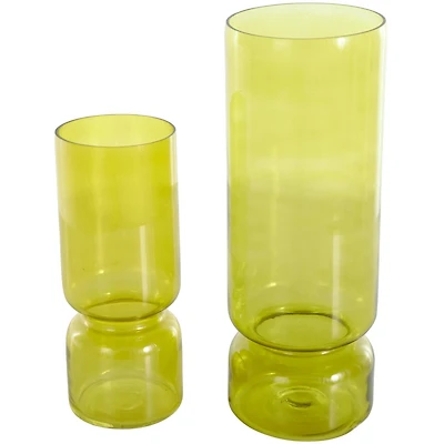 Green Modern Round Glass Vase Set