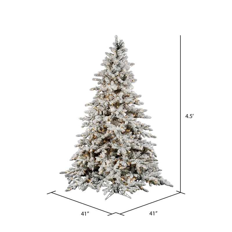 4.5ft. Pre-Lit Flocked Utica Fir Artificial Christmas Tree, Clear Lights
