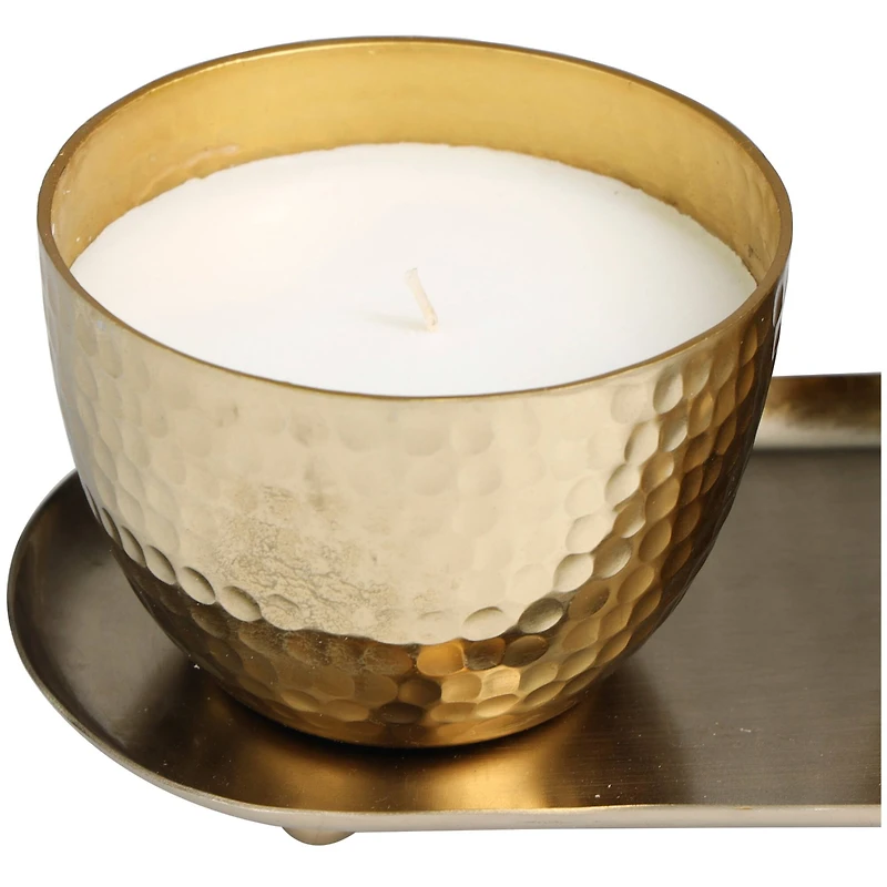 Mediterranean Fig Scented Candles in Gold Hammered Bowls Set