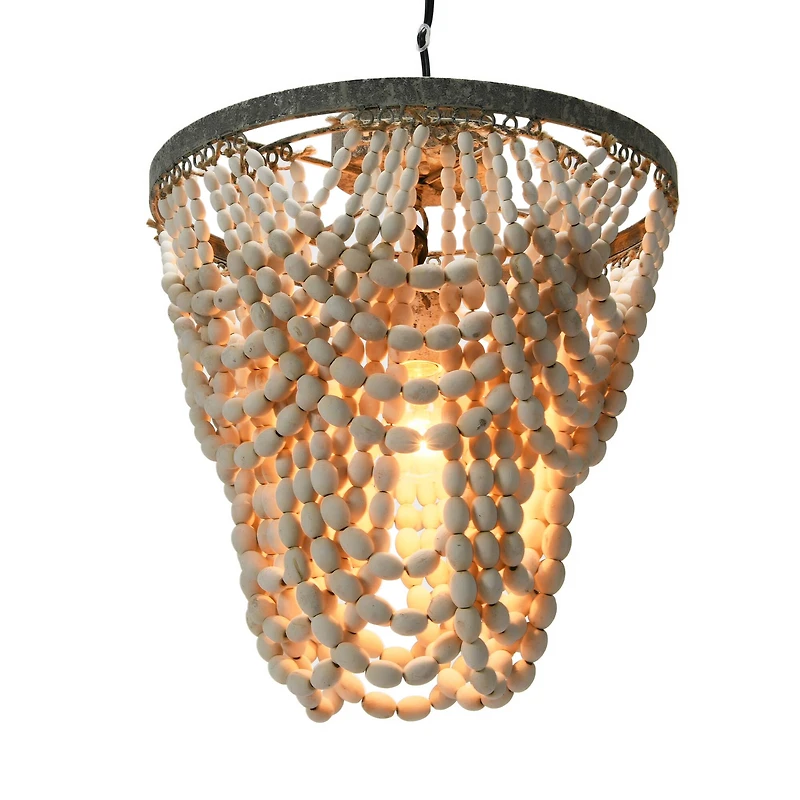 Hello Honey® 16" Tiered Draped Wood Bead & Metal Semi-Flush Light