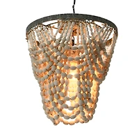 Hello Honey® 16" Tiered Draped Wood Bead & Metal Semi-Flush Light