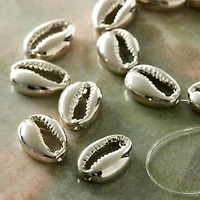 Rhodium Zinc Alloy Cowry Shell Beads, 17mm by Bead Landing®