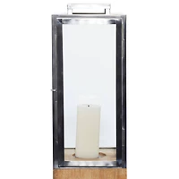 Brown Mango Wood Contemporary Candle Holder Lantern, 48" x 9" x 9"