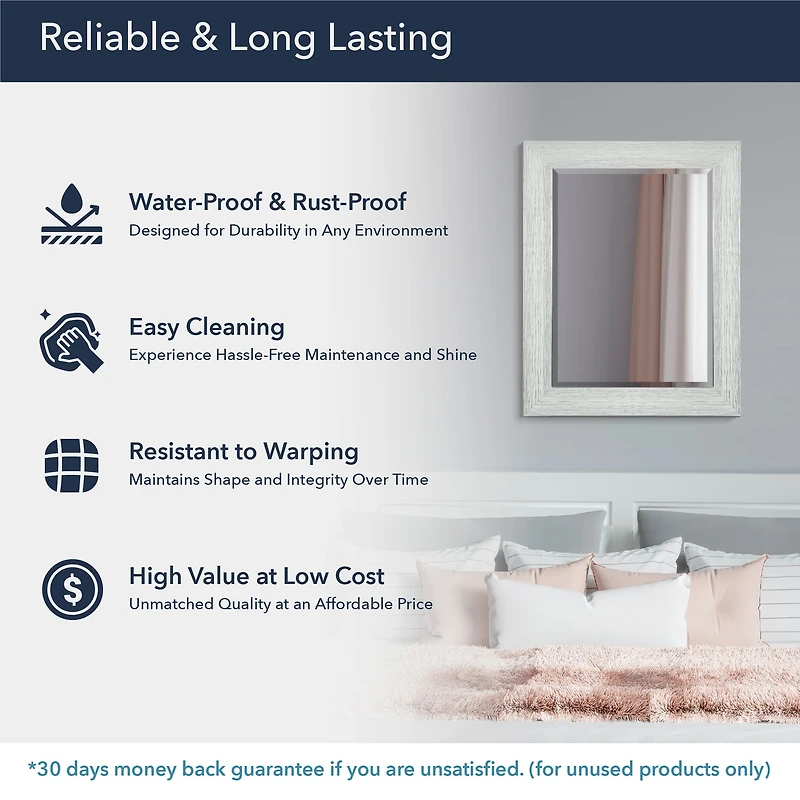 Head West® Textured Chrome Rectangular Wall Vanity Mirror