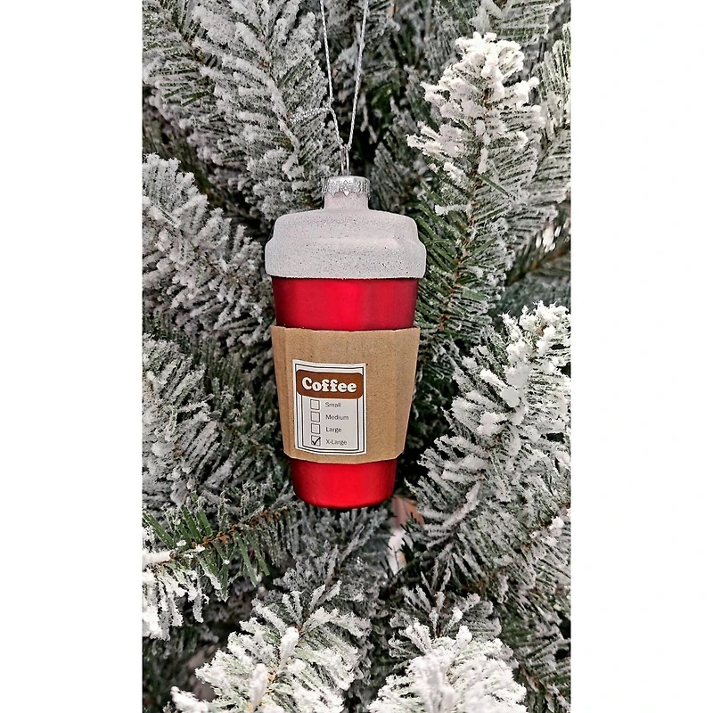 Wizardi 11.81" Coffee Cup Christmas Glass Ornament