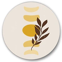 Designart - Abstract Geometrical Sun and Moon With Leaf VII