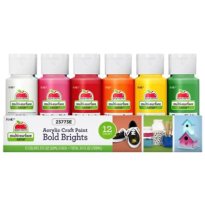 Apple Barrel® Acrylic Multi-Surface Satin Bold Brights 12 Piece Paint Set