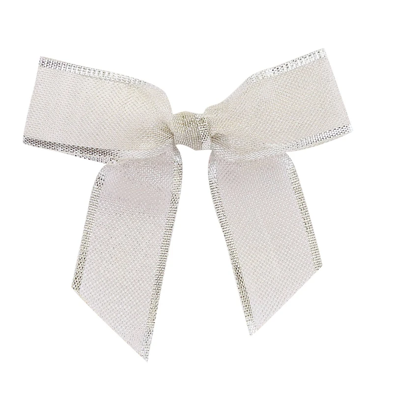 JAM Paper 7/8" Silver Metallic Mesh Twist Tie Bows, 100ct.