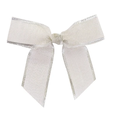 JAM Paper 7/8" Silver Metallic Mesh Twist Tie Bows, 100ct.