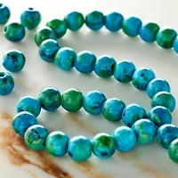 Aqua Reconstituted Stone Round Beads, 6mm by Bead Landing™