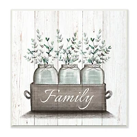 Stupell Industries Green Eucalyptus Foliage Jars with Family Sentiments, 12" x 12"