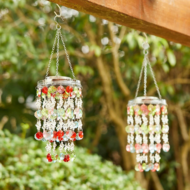 Glitzhome® 18.75" Solar Lit Beaded Wind Chimes
