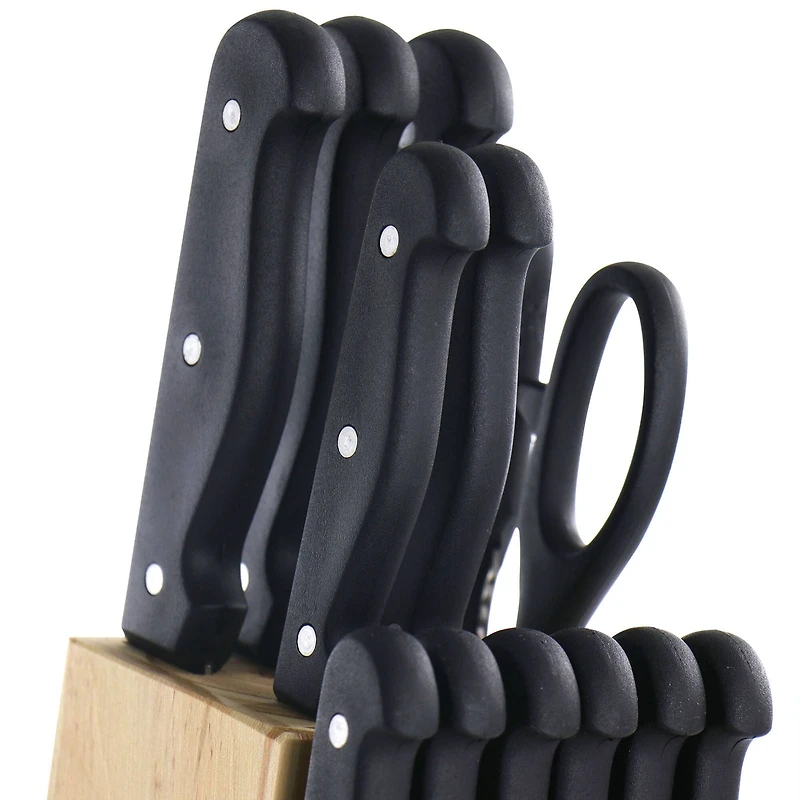 Gibson Home® Westover 13-Piece Black Stainless Steel Cutlery Set with Wood Storage Block