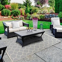 Gray & Beige Honeycomb Pattern Rectangular Outdoor Area Rug, 4ft. x 6ft.