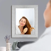 Head West 29" Chrome & White Tile Textured Framed Vanity Mirror