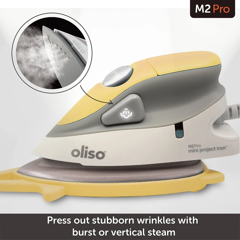 oliso M2Pro Butterscotch Mini Project Iron with Solemate™ Silicone Trivet