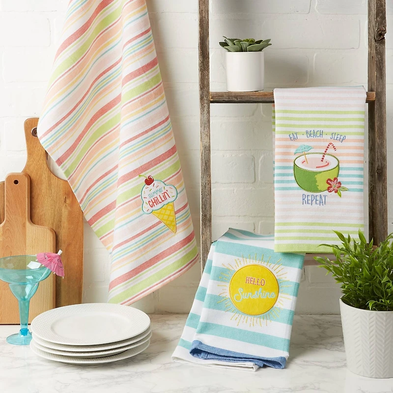 DII® Summer Fun Embellished Dishtowel Set