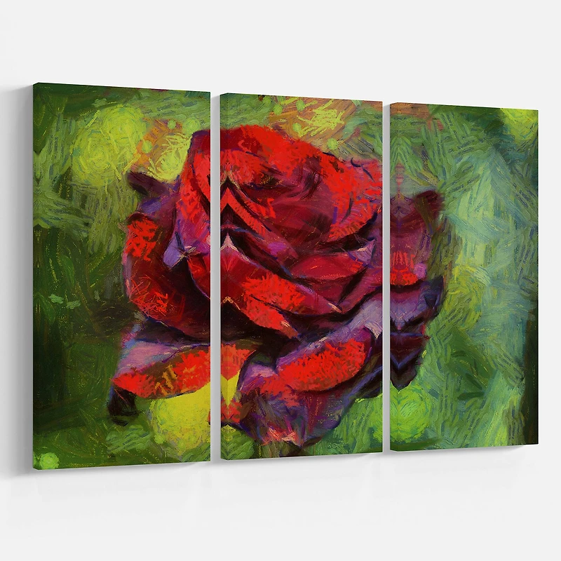 Designart - Red Rose on Green