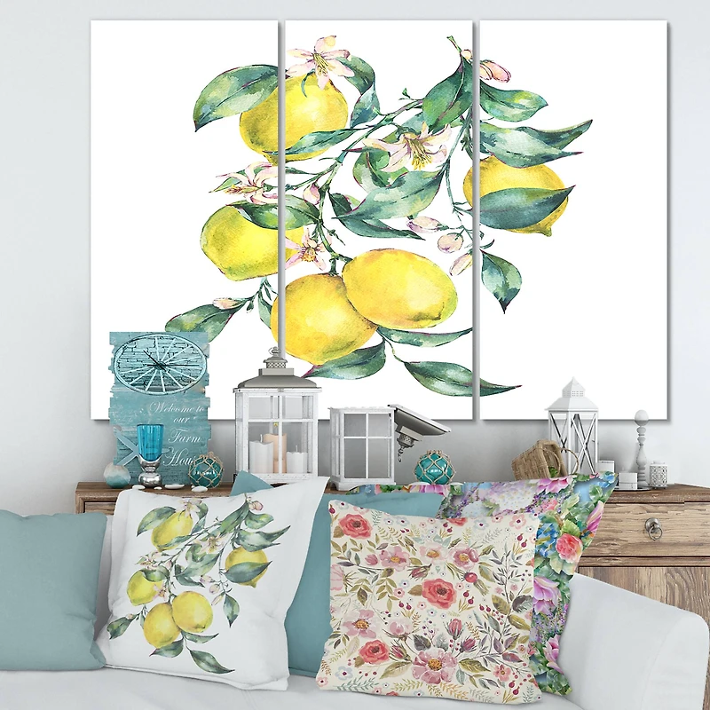 Designart - Branch of Yellow Lemons and Leaves I